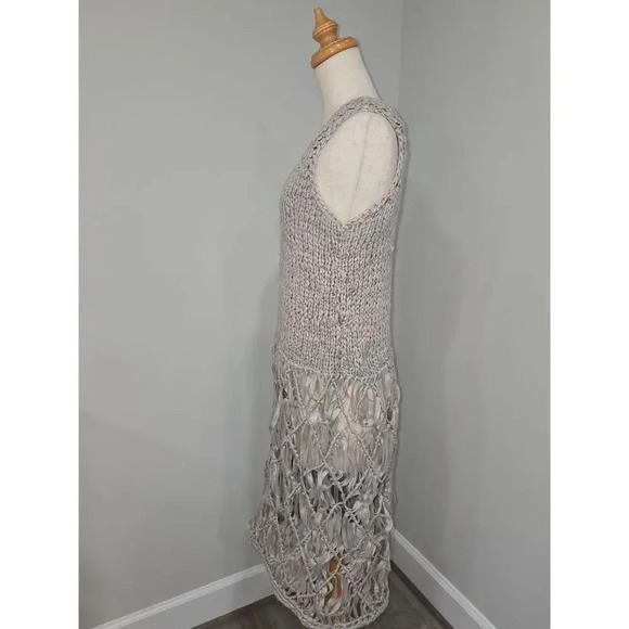 Handmade Knit Tape Yarn Macrame Sleeveless Dress sz M/L - Picture 5 of 5